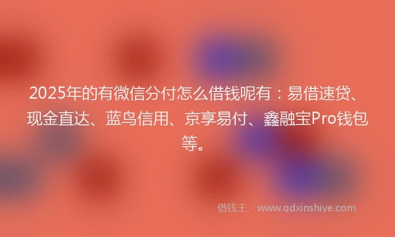 2025年的有微信分付怎么借钱呢有：易借速贷、现金直达、蓝鸟信用、京享易付、鑫融宝Pro钱包等。