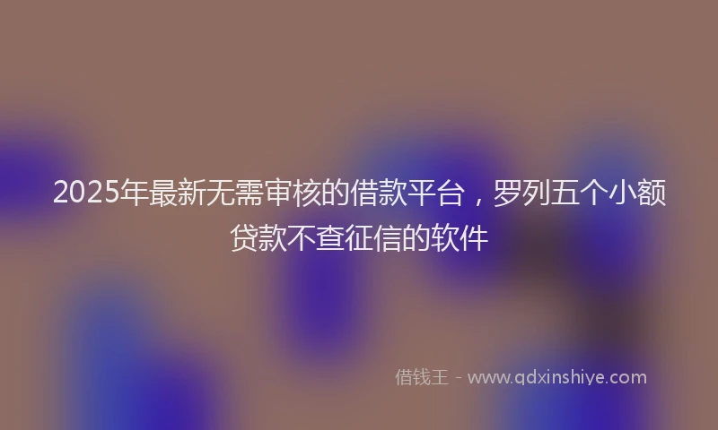 2025年最新无需审核的借款平台，罗列五个小额贷款不查征信的软件