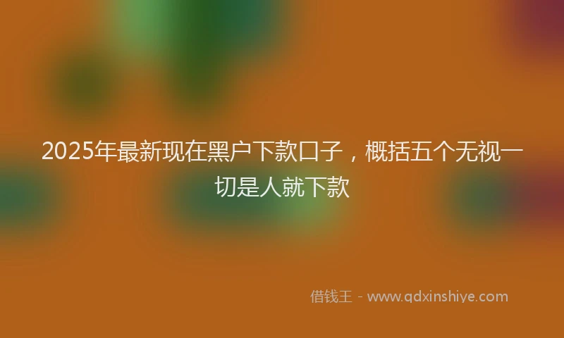 2025年最新现在黑户下款口子，概括五个无视一切是人就下款