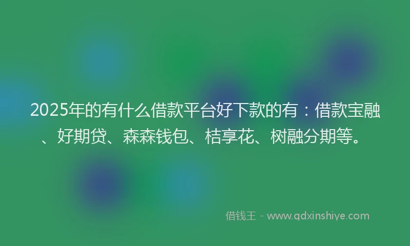 2025年的有什么借款平台好下款的有：借款宝融、好期贷、森森钱包、桔享花、树融分期等。