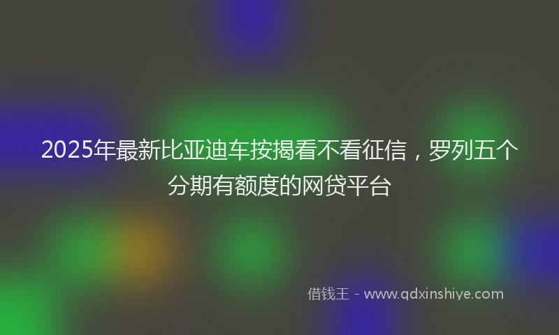 2025年最新比亚迪车按揭看不看征信，罗列五个分期有额度的网贷平台