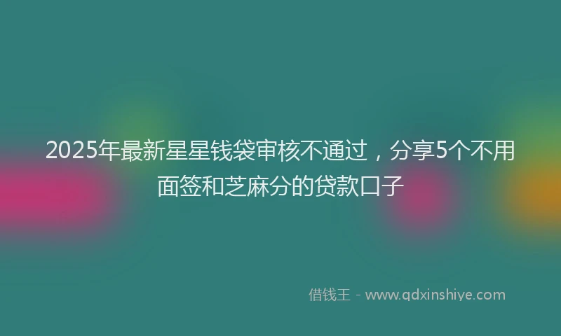2025年最新星星钱袋审核不通过，分享5个不用面签和芝麻分的贷款口子