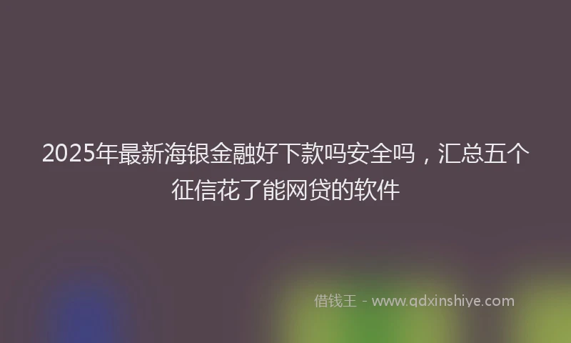 2025年最新海银金融好下款吗安全吗，汇总五个征信花了能网贷的软件