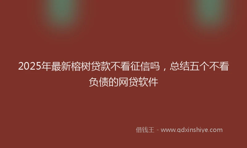 2025年最新榕树贷款不看征信吗，总结五个不看负债的网贷软件