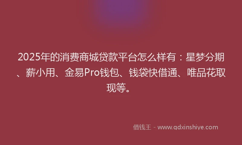 2025年的消费商城贷款平台怎么样有：星梦分期、薪小用、金易Pro钱包、钱袋快借通、唯品花取现等。