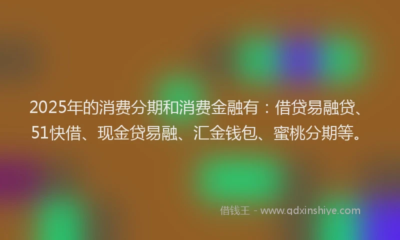 2025年的消费分期和消费金融有：借贷易融贷、51快借、现金贷易融、汇金钱包、蜜桃分期等。