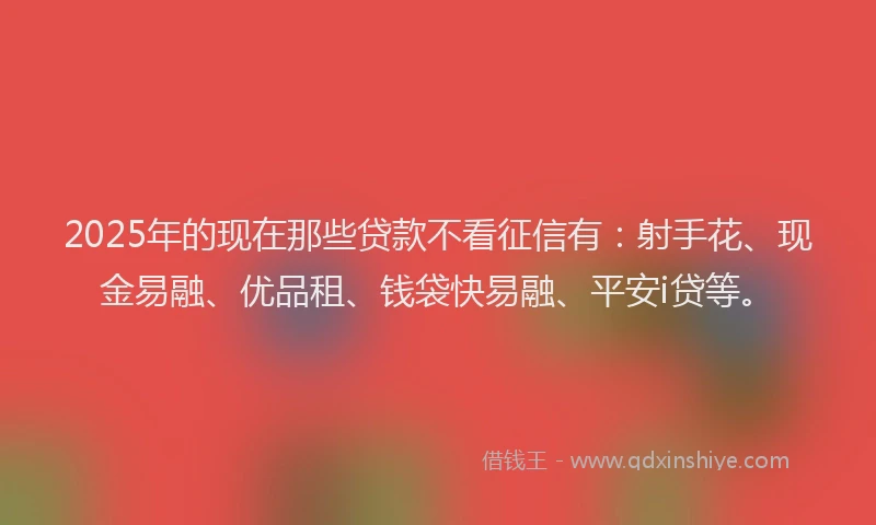 2025年的现在那些贷款不看征信有：射手花、现金易融、优品租、钱袋快易融、平安i贷等。