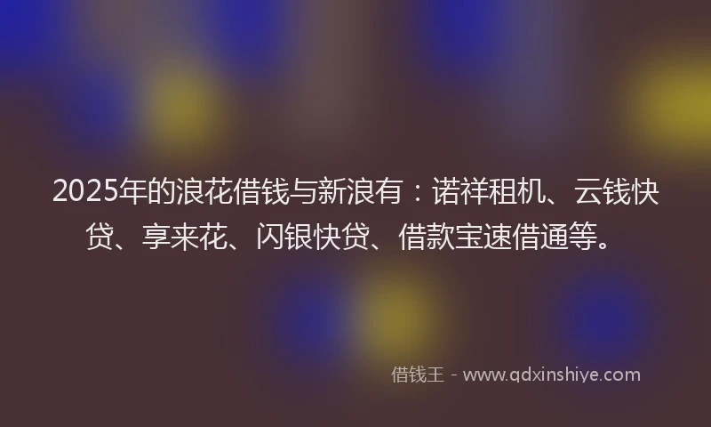 2025年的浪花借钱与新浪有：诺祥租机、云钱快贷、享来花、闪银快贷、借款宝速借通等。