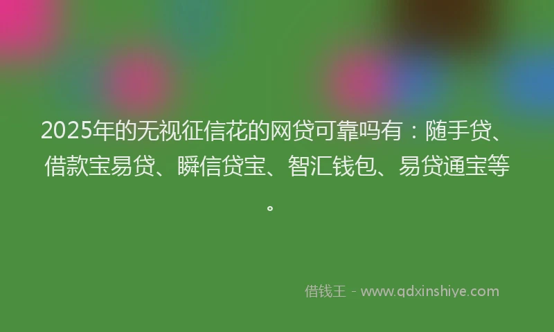 2025年的无视征信花的网贷可靠吗有：随手贷、借款宝易贷、瞬信贷宝、智汇钱包、易贷通宝等。