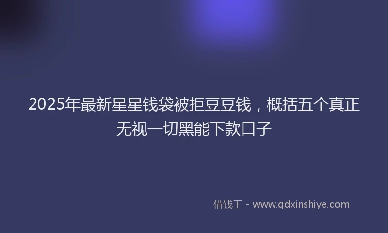 2025年最新星星钱袋被拒豆豆钱，概括五个真正无视一切黑能下款口子
