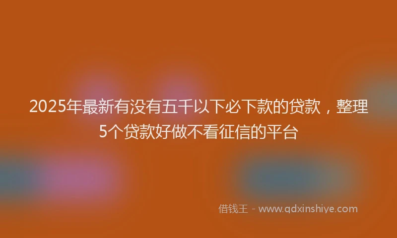 2025年最新有没有五千以下必下款的贷款，整理5个贷款好做不看征信的平台