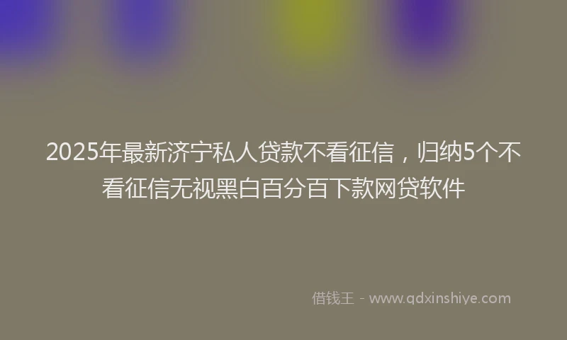 2025年最新济宁私人贷款不看征信，归纳5个不看征信无视黑白百分百下款网贷软件