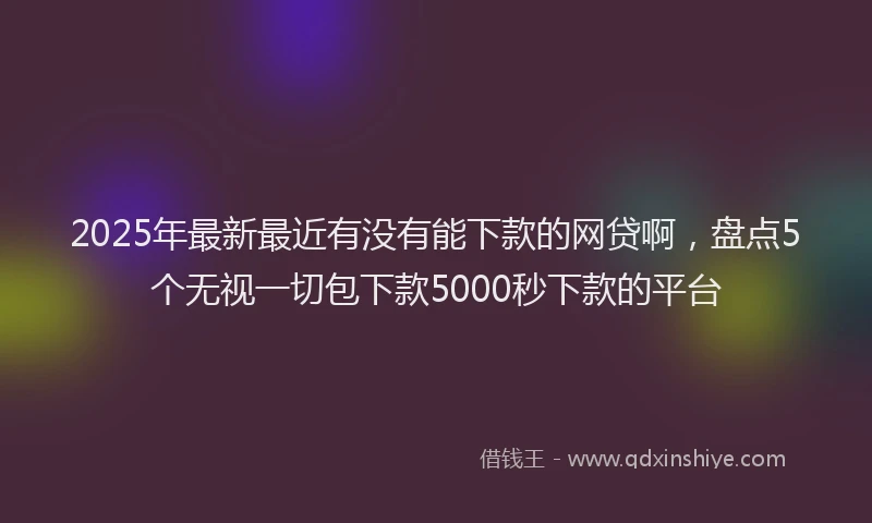 2025年最新最近有没有能下款的网贷啊，盘点5个无视一切包下款5000秒下款的平台