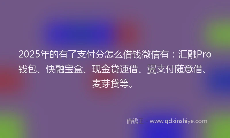 2025年的有了支付分怎么借钱微信有：汇融Pro钱包、快融宝盒、现金贷速借、翼支付随意借、麦芽贷等。