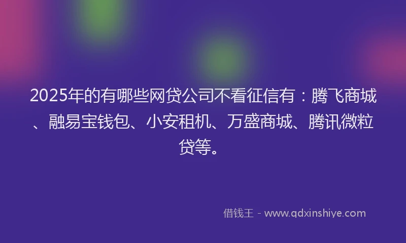 2025年的有哪些网贷公司不看征信有：腾飞商城、融易宝钱包、小安租机、万盛商城、腾讯微粒贷等。