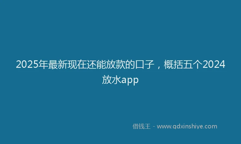 2025年最新现在还能放款的口子，概括五个2024放水app