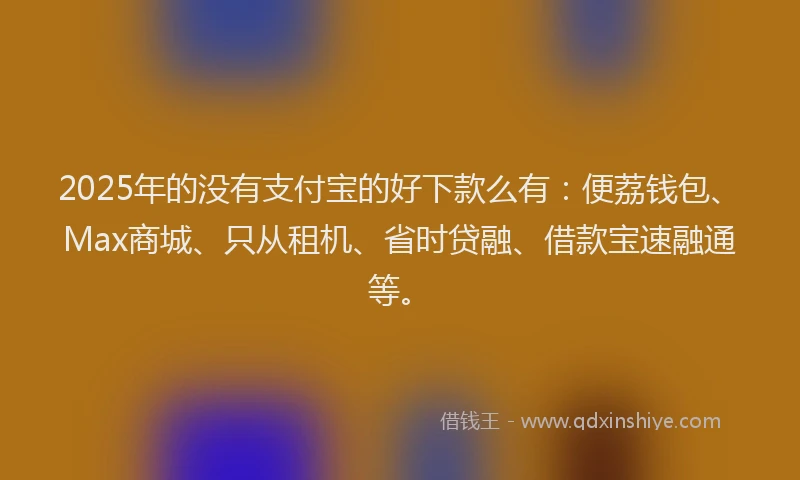 2025年的没有支付宝的好下款么有：便荔钱包、Max商城、只从租机、省时贷融、借款宝速融通等。