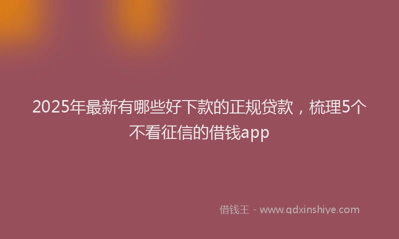 2025年最新有哪些好下款的正规贷款，梳理5个不看征信的借钱app