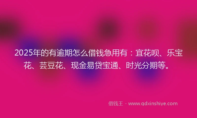 2025年的有逾期怎么借钱急用有：宜花呗、乐宝花、芸豆花、现金易贷宝通、时光分期等。
