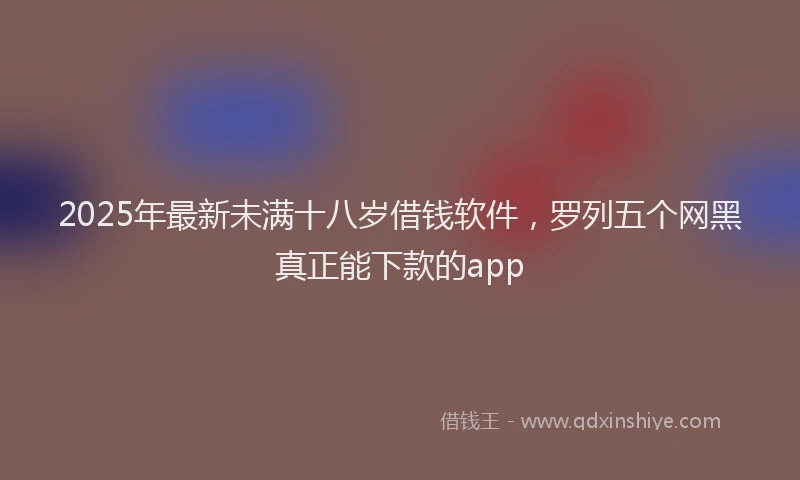 2025年最新未满十八岁借钱软件，罗列五个网黑真正能下款的app