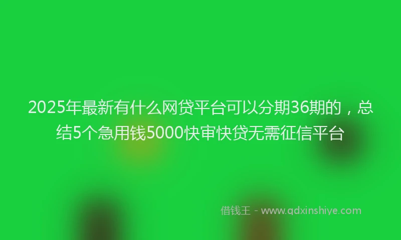 2025年最新有什么网贷平台可以分期36期的，总结5个急用钱5000快审快贷无需征信平台