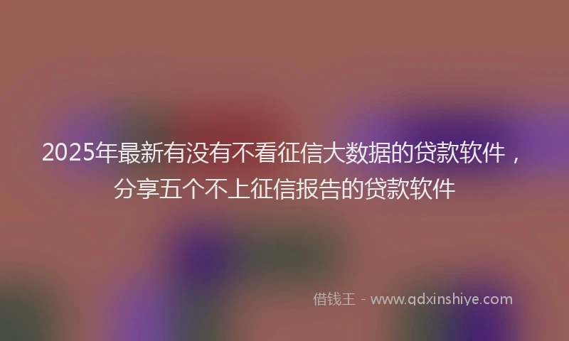 2025年最新有没有不看征信大数据的贷款软件，分享五个不上征信报告的贷款软件
