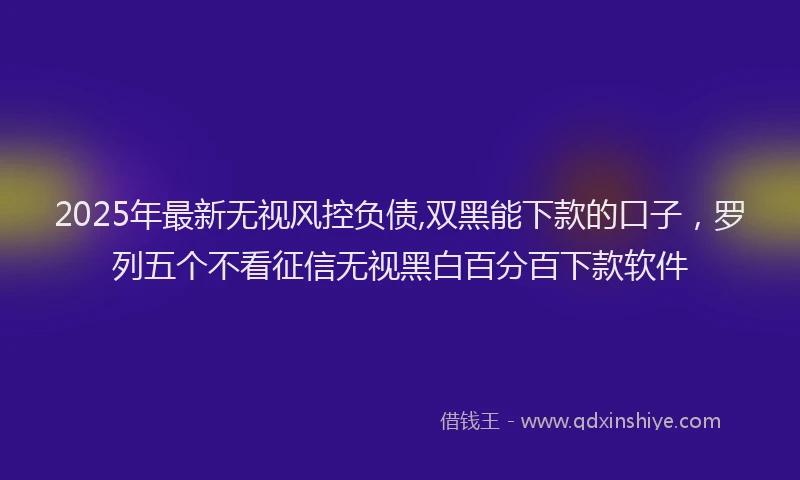 2025年最新无视风控负债,双黑能下款的口子，罗列五个不看征信无视黑白百分百下款软件