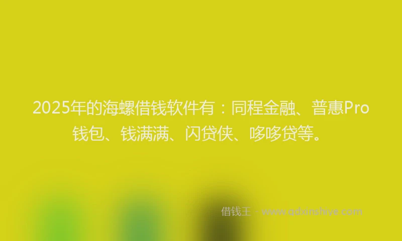 2025年的海螺借钱软件有：同程金融、普惠Pro钱包、钱满满、闪贷侠、哆哆贷等。