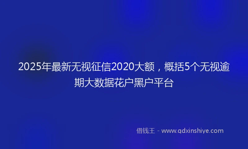 2025年最新无视征信2020大额，概括5个无视逾期大数据花户黑户平台