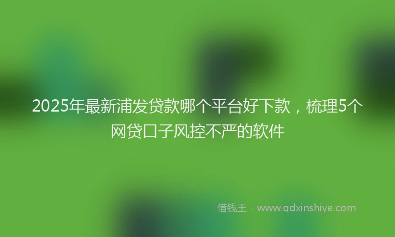 2025年最新浦发贷款哪个平台好下款，梳理5个网贷口子风控不严的软件