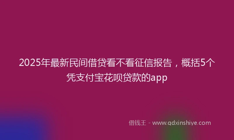 2025年最新民间借贷看不看征信报告，概括5个凭支付宝花呗贷款的app