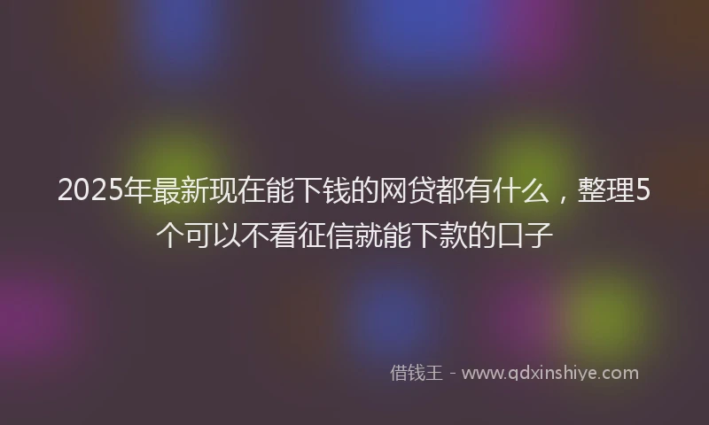 2025年最新现在能下钱的网贷都有什么，整理5个可以不看征信就能下款的口子