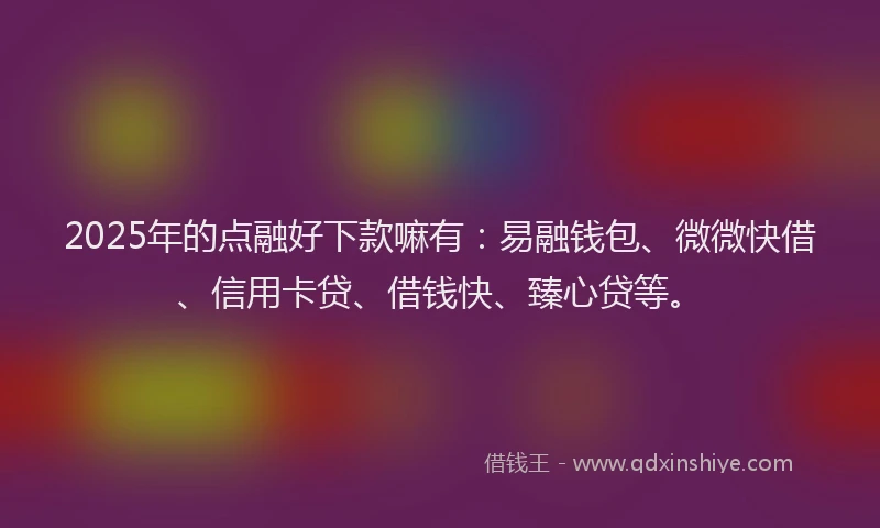 2025年的点融好下款嘛有：易融钱包、微微快借、信用卡贷、借钱快、臻心贷等。