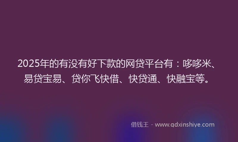 2025年的有没有好下款的网贷平台有：哆哆米、易贷宝易、贷你飞快借、快贷通、快融宝等。