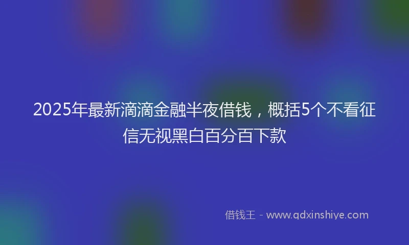 2025年最新滴滴金融半夜借钱，概括5个不看征信无视黑白百分百下款