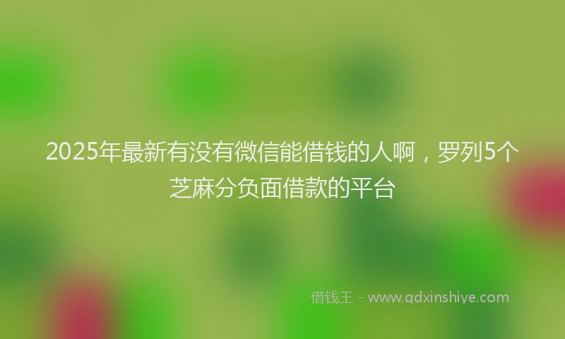 2025年最新有没有微信能借钱的人啊，罗列5个芝麻分负面借款的平台