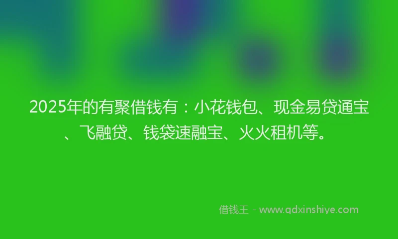 2025年的有聚借钱有：小花钱包、现金易贷通宝、飞融贷、钱袋速融宝、火火租机等。