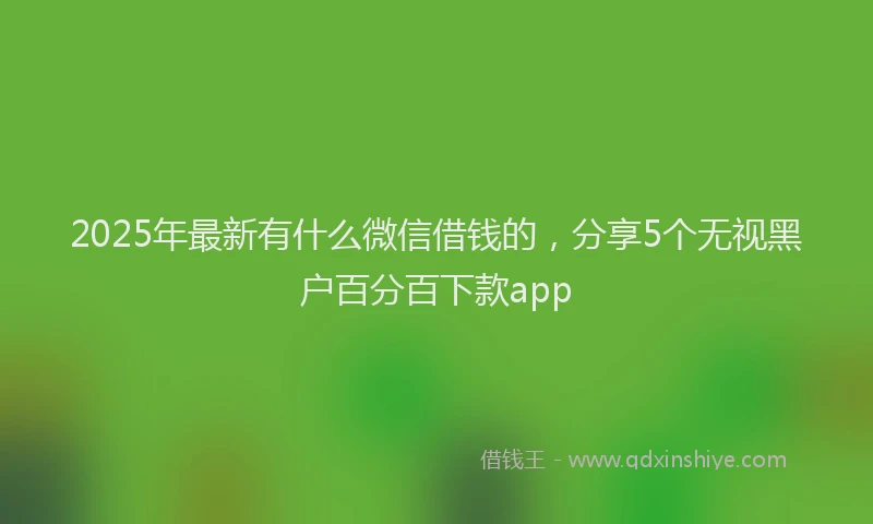 2025年最新有什么微信借钱的，分享5个无视黑户百分百下款app