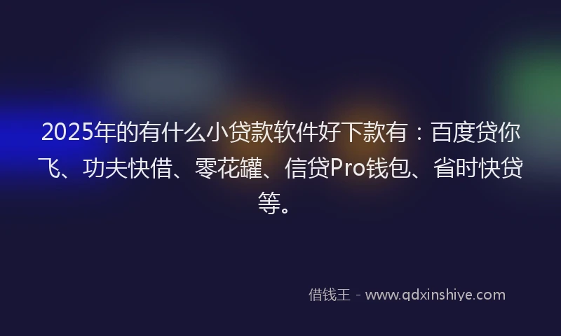2025年的有什么小贷款软件好下款有：百度贷你飞、功夫快借、零花罐、信贷Pro钱包、省时快贷等。