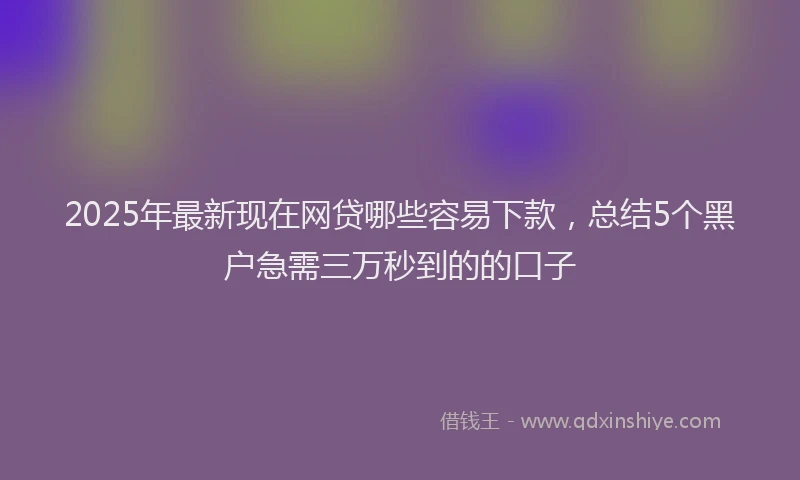 2025年最新现在网贷哪些容易下款，总结5个黑户急需三万秒到的的口子