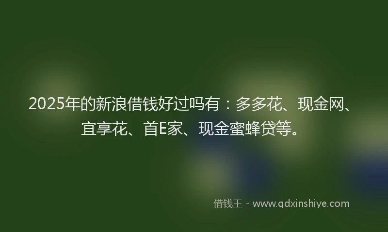 2025年的新浪借钱好过吗有：多多花、现金网、宜享花、首E家、现金蜜蜂贷等。