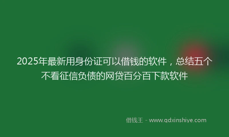 2025年最新用身份证可以借钱的软件，总结五个不看征信负债的网贷百分百下款软件