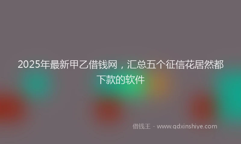 2025年最新甲乙借钱网，汇总五个征信花居然都下款的软件