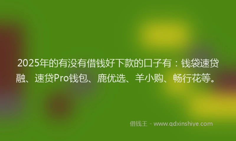 2025年的有没有借钱好下款的口子有：钱袋速贷融、速贷Pro钱包、鹿优选、羊小购、畅行花等。