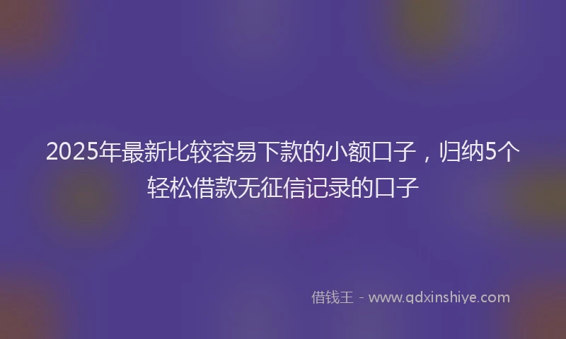2025年最新比较容易下款的小额口子，归纳5个轻松借款无征信记录的口子