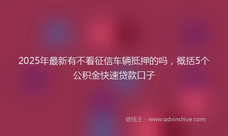 2025年最新有不看征信车辆抵押的吗，概括5个公积金快速贷款口子