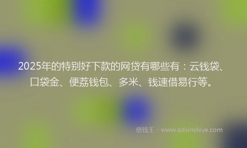 2025年的特别好下款的网贷有哪些有：云钱袋、口袋金、便荔钱包、多米、钱速借易行等。