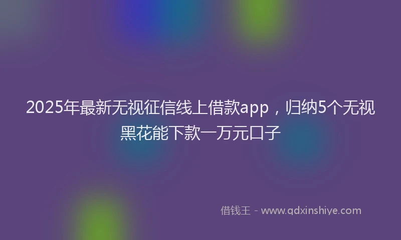 2025年最新无视征信线上借款app，归纳5个无视黑花能下款一万元口子