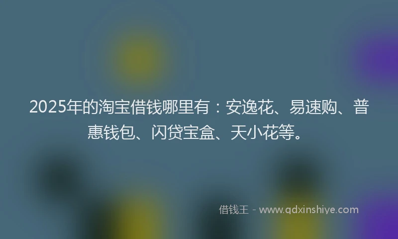 2025年的淘宝借钱哪里有：安逸花、易速购、普惠钱包、闪贷宝盒、天小花等。