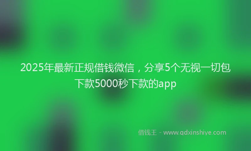 2025年最新正规借钱微信，分享5个无视一切包下款5000秒下款的app